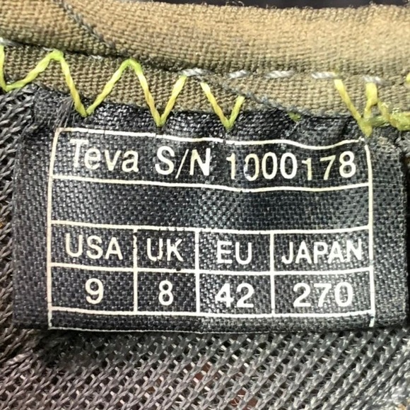 TEVA CHURNIUM Men`s Size 9 Black Grey Green Outdoor Water Sandal S/N 1000178 - Picture 8 of 8